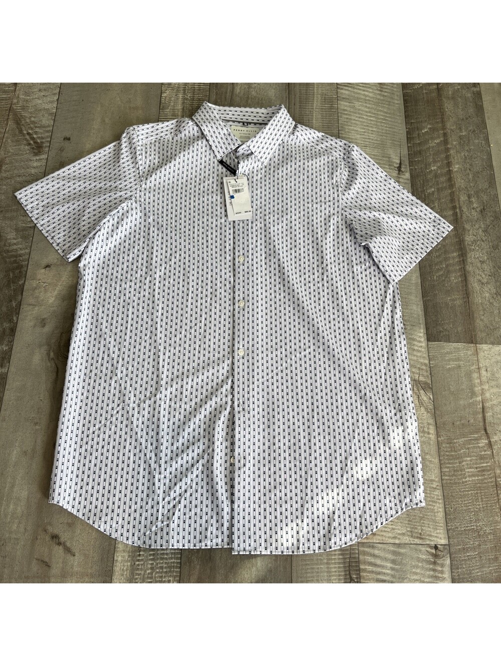 Perry Ellis Mens Big & Tall Geometric Print Shirt Size XLT Bright White $89 Tall